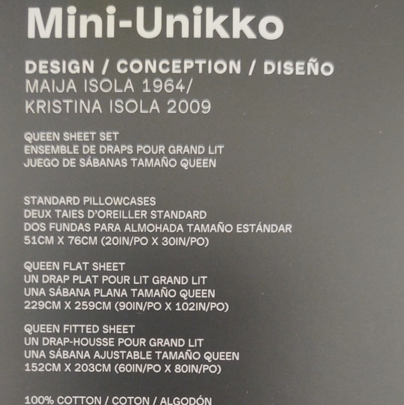 🎁marimekko Mini Unikko T200 RED QN Sheet Set COO - Queen Sheet Set - Picture 4 of 9